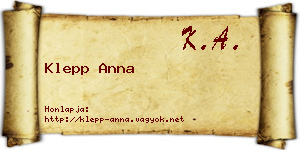 Klepp Anna névjegykártya